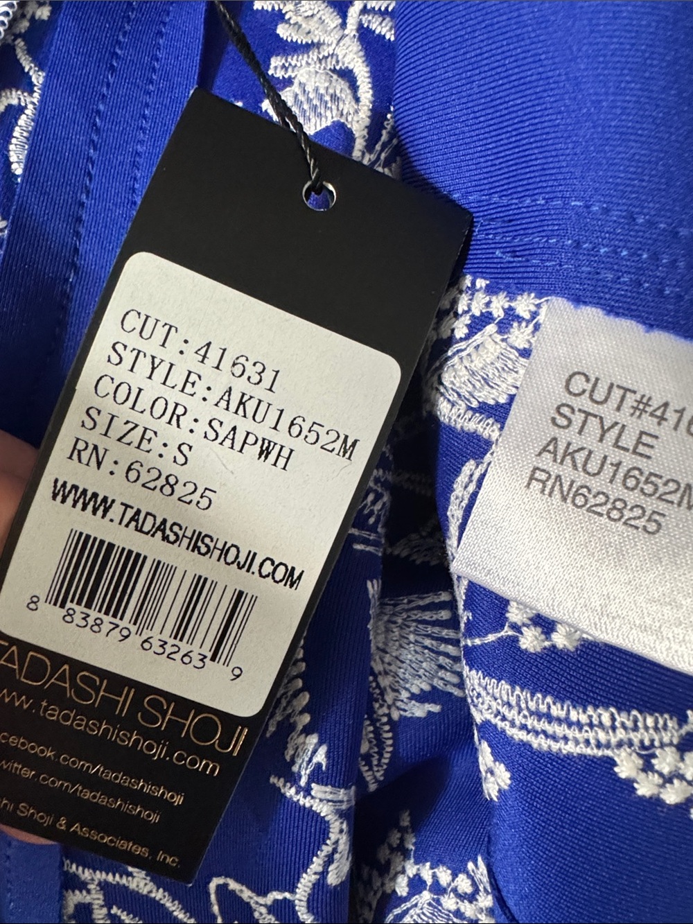 NWT Tadashi Shoji Blue Floral Embroidered Dress Size S - Picture 9 of 10